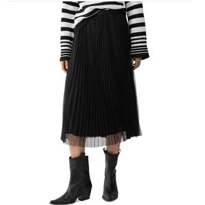 Sanctuary Black Pleated‎ Tulle Midi Skirt LARGE